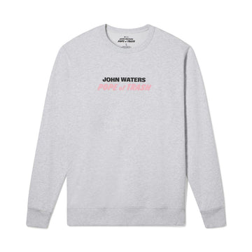 Gray sweatshirt with 'John Waters' text on a white background Adult mens sweatshirt womens sweatshirt featuring John Waters